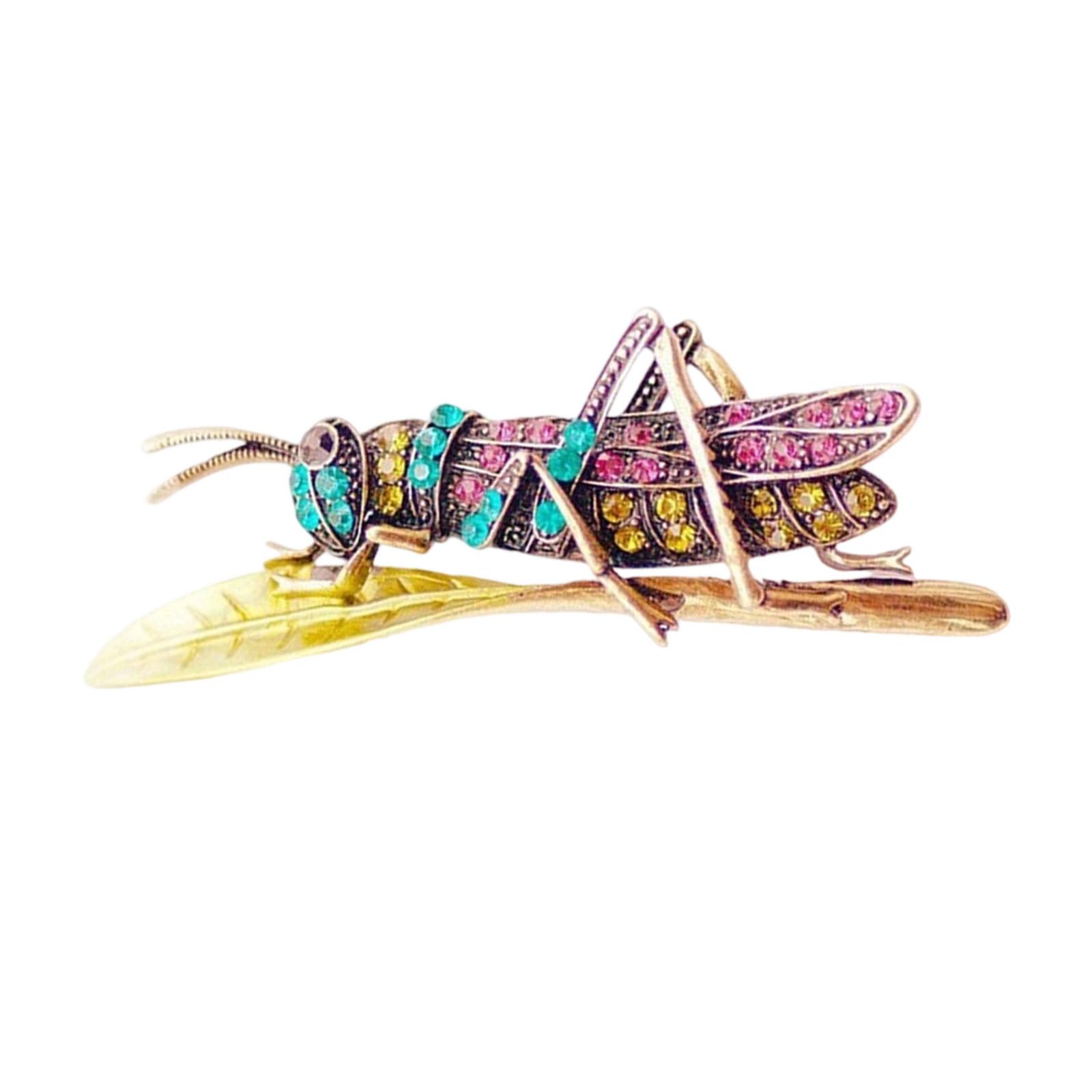 

Винтажная брошь-кузнечик со стразами Элегантная булавка с кристаллами для женщин Ювелирные аксессуары