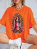 Our Lady Of Guadalupe Prints Short Sleeve T-Shirts Women Polyester Summer Tee Shirts Comfortable Soft O-Neck Tops Sporty Clothes