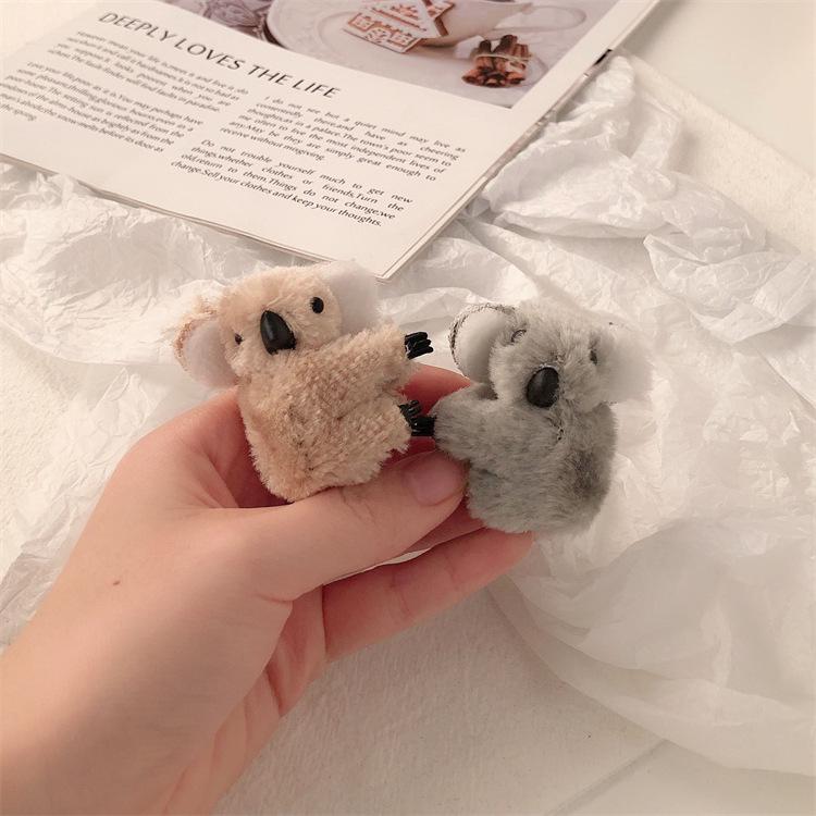 3D Plush Koala Hair Clip - Cute Cartoon Fur Bangs Claw Clip for Women