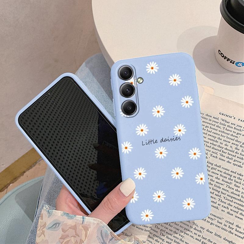 

Мягкий силиконовый чехол с рисунком маленькой ромашки для Samsung M35 A55 S24 Xiaomi Redmi Note Poco C65 iPhone 15 Huawei Honor Realme защитный противоударный чехол Samsung Galaxy S9 Plus синий