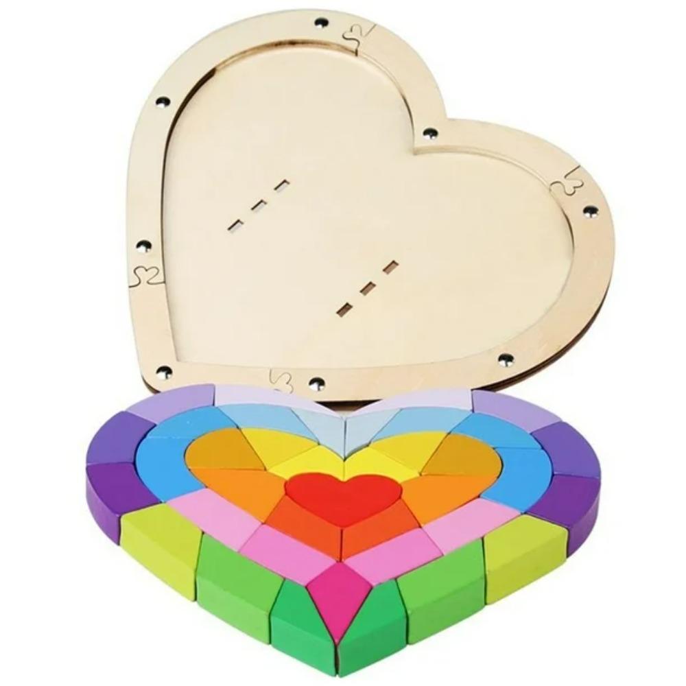 

Colorful Wooden Heart Shaped Jigsaw Puzzle Rainbow Wooden Interactive Puzzle Board Game Valentine Birthday Gifts For Him Or Her