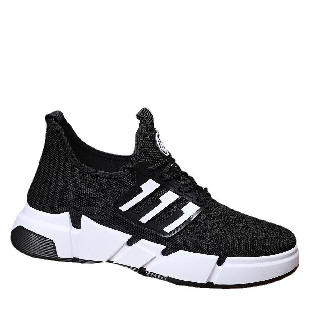 2025 Men's Shoes Spring and Autumn Flat-bottomed Korean Version of Flying Woven Breathable Men's Shoes Trendy Versatile Sports and Leisure Shoes Men