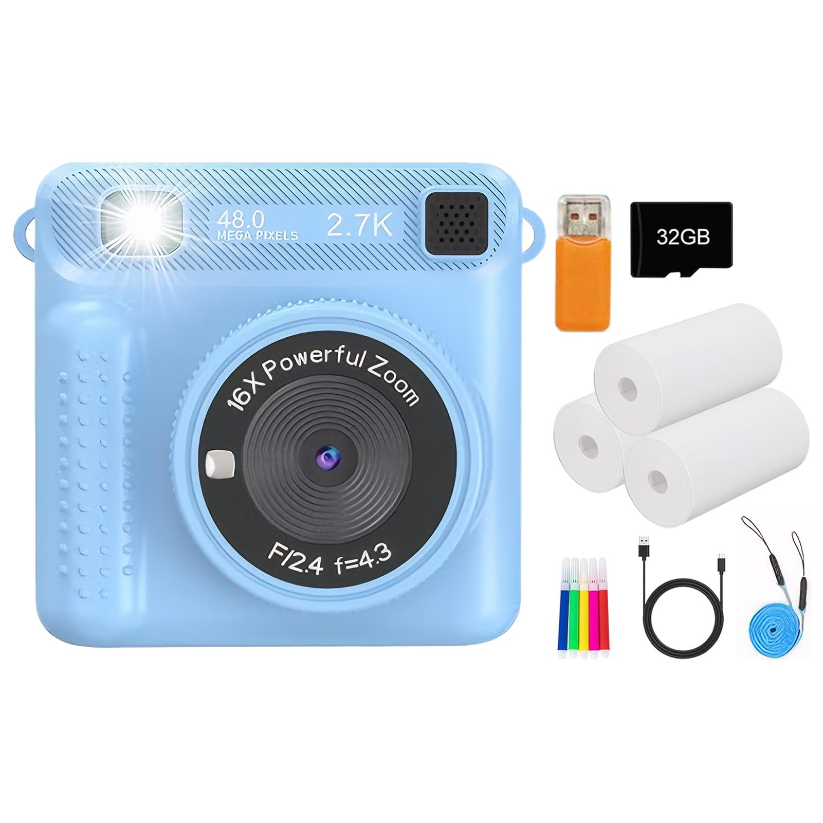 

H1 Детская камера 4-дюймовый экран Вспышка Фильтры MP3-плеер 2,4-дюймовый IPS-экран высокой четкости Печать синий