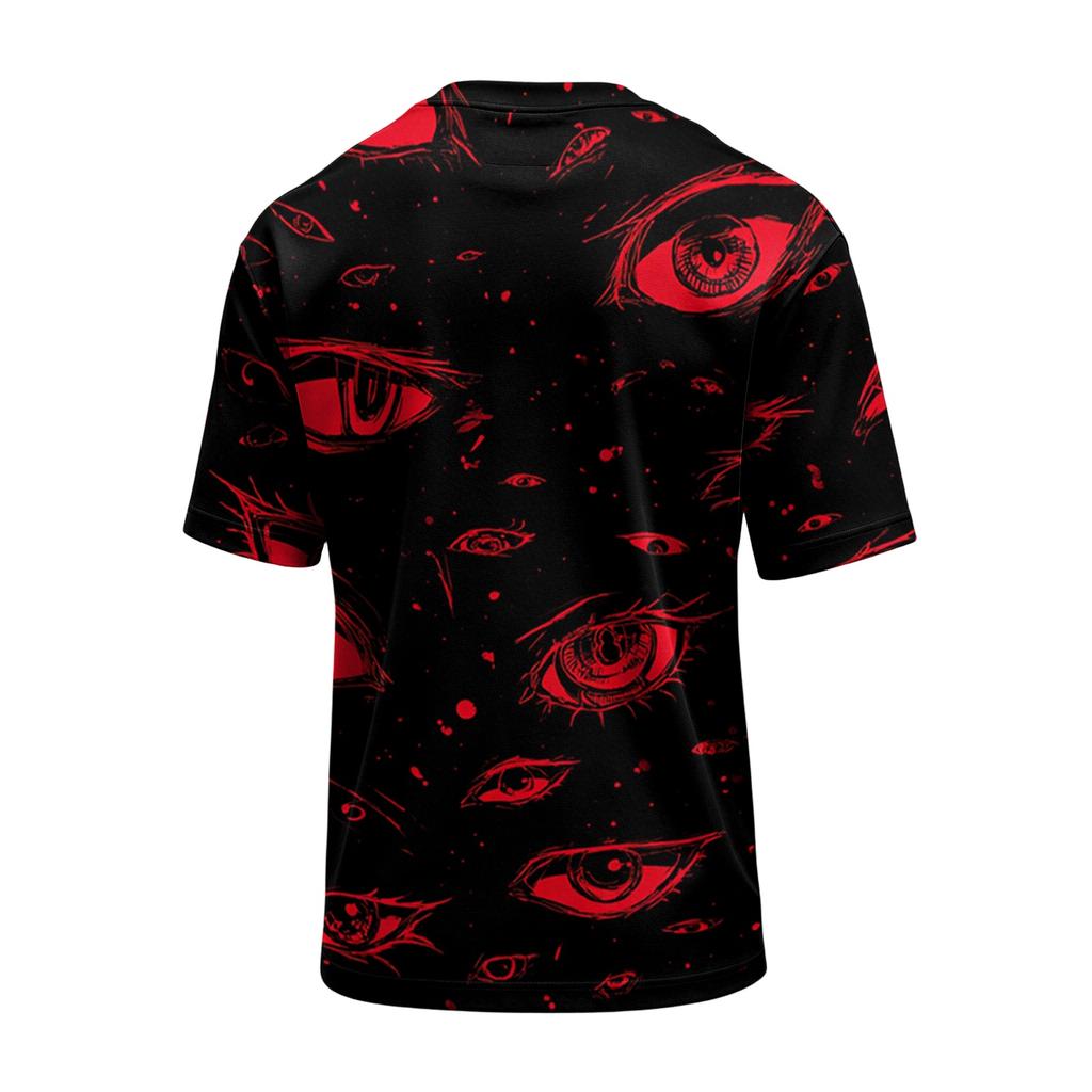 Men's Casual Short Sleeve T-Shirt Lightweight Breathable Fabric Crew Neck Halloween Eye Pattern Printed Top for Everyday Wear