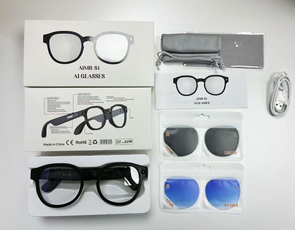AI Smart Glasses: Video & Voice Recording, Translation, Object Recognition, Bluetooth Calls, Music Playback