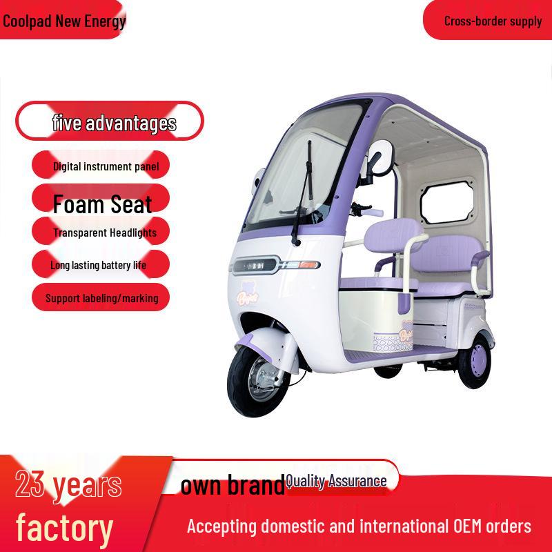 Guardian Electric Tricycle Van with Canopy, Double Row Seats, Mobility Scooter for Elderly Dual-Use