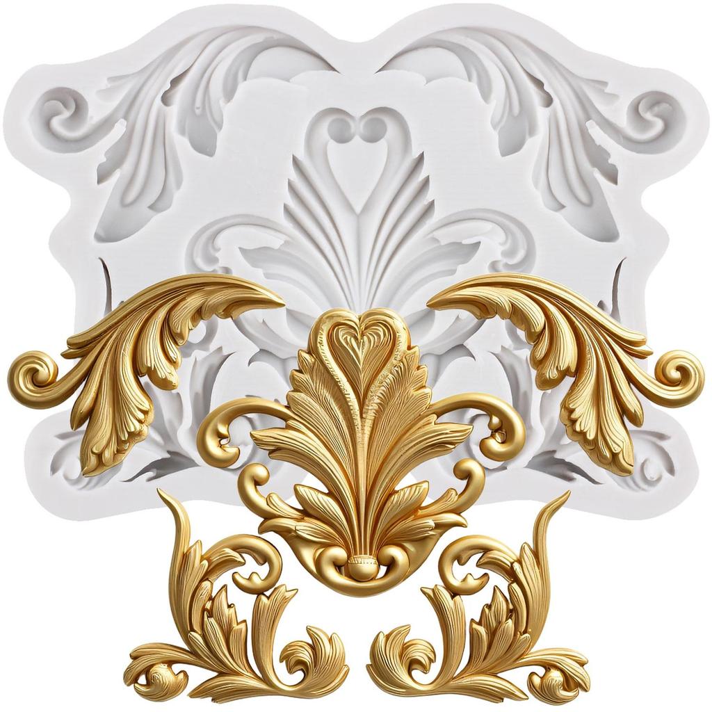 Baroque Silicone Mold Curlicues Scroll Lace Fondant Molds Cake Decorating Tools Cupcake Topper Candy Sugar Craft Gum Paste Polymer Clay
