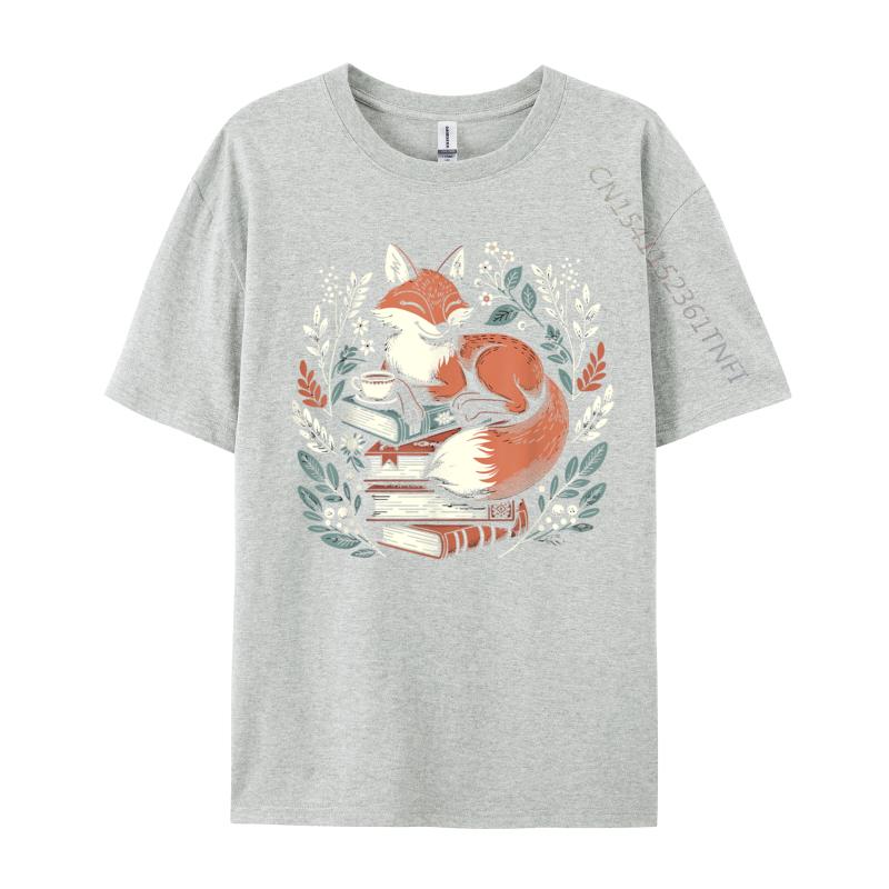 Cute Cottagecore Floral Fox Aesthetic Women Premium Cotton Printed Tops Shirts New Arrival Adult T-Shirt Slim Fit Tops Shirt
