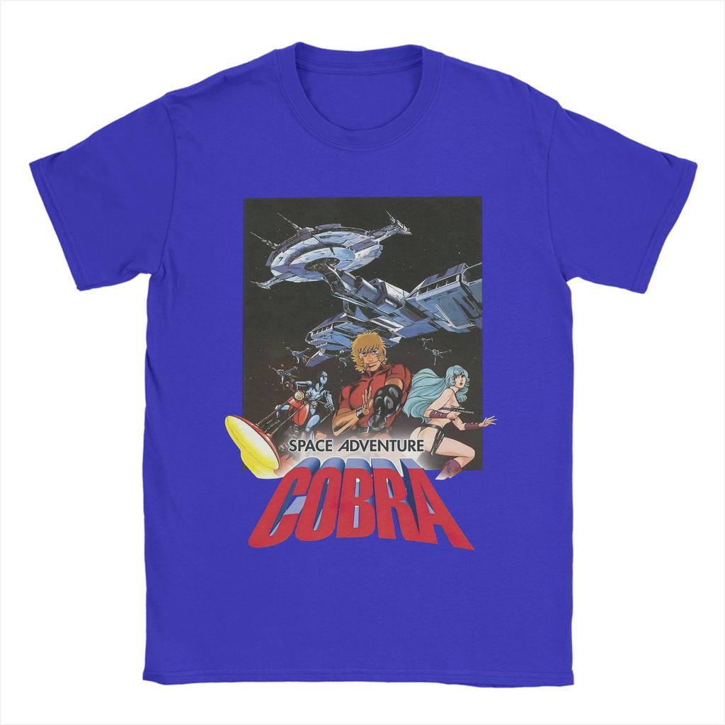 Men T-Shirt Cobra Space Pirate Anime Hipster Pure Cotton Tees Short Sleeve T Shirt Round Neck Tops 4XL