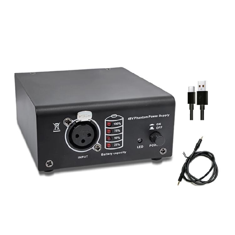 

Metal 48V Condenser Microphones Power Adapter With Rechargeable Battery And Double Link Cable For Mic Systems 1