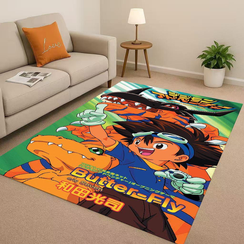 Angewomon Cartoon Digimon Adventure Living Room Non Slip Area Rug Soft Carpet for Bedroom Sofa,Easy Clean Home Doormat Playmat