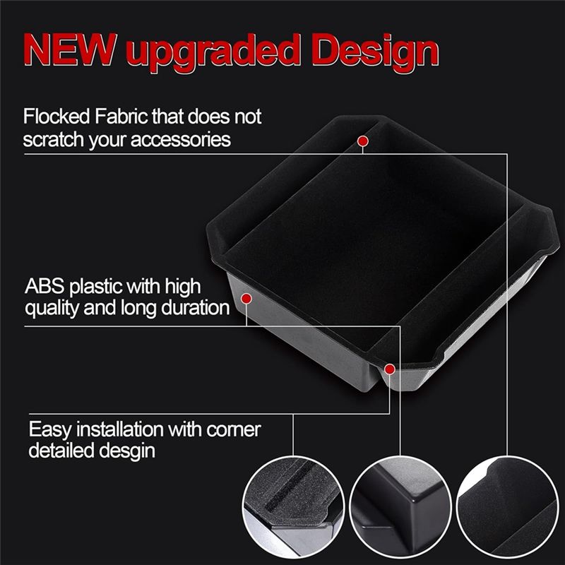 Center Console Organizer For Tesla Cybertruck 2026, Upgraded Flocked ABS Storage Tray Box For Cybertruck Accessories