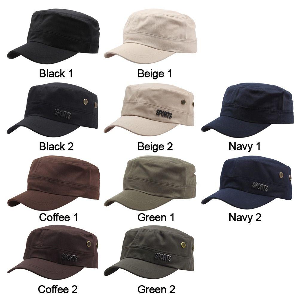 Outdoor Adjustable Women Men Summer Sunscreen Cadet Hat Flat Top Caps Bone Cap Men  Cap