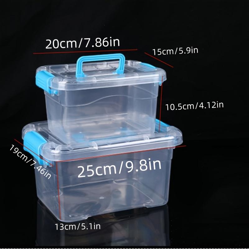 2pcs Large Group Box Plastic Storage Box Transparent Multifunctional Storage Box, suitable for desk, clothing, document storage