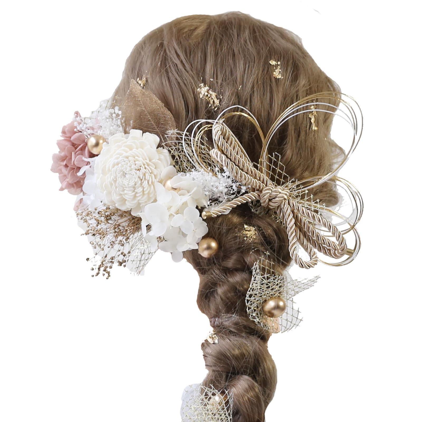 

Bud Flower Hair Ornament - Hair-180 (Pink Beige) - Perfect for Coming-of-Age Ceremony, Graduation, Traditional Japanese Attire (Kimono, Hakama),
