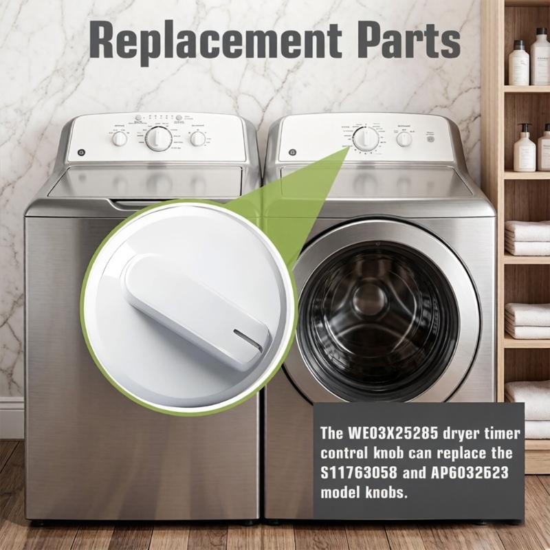 2Pcs WE03X25285 Dryer Machine Timer Knob Temperature Control Replacement for PS11763058 AP6032623 HTX24EASK0WS