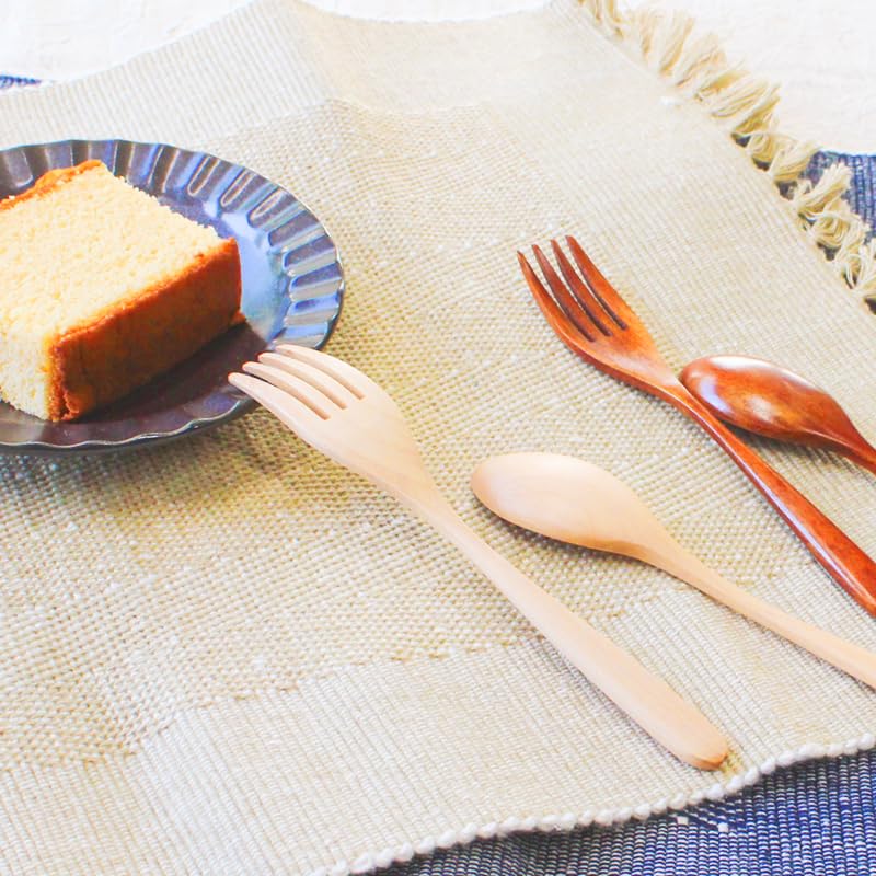 Spoon and fork cutlery for stylish set, stylish, wooden, set, kids, lunchbox, (brown)