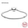 Fit Original Luxurious  Women Sterling Color Pan Wrist Bracelet Love Heart Snake Chain Charms Bangle Diy High Quality JewelryLuxury Wrist