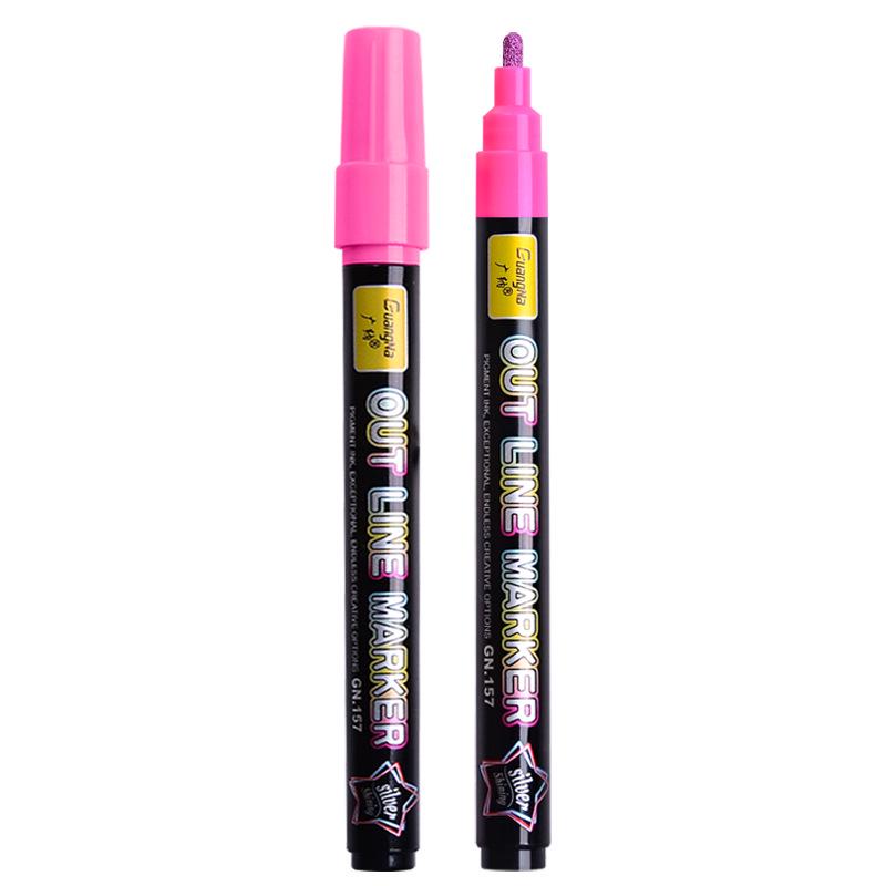 Guang Na 157 Double-Line Metallic Glitter Marker Set - 24 Colors