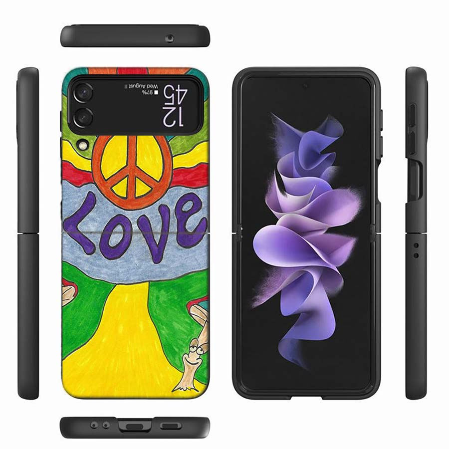 

Hippie Peace Bus and Sunflower Phone Case For Samsung Z Flip 6 7 5G Z Flip 5 Galaxy Z Flip 3 4 5G ZFlip Shockproof Hard Cover TP Galaxy Z Flip 7 5G
