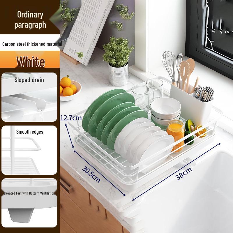 Cross-border Kitchen Countertop Dish Drying Rack with Partitioned Storage