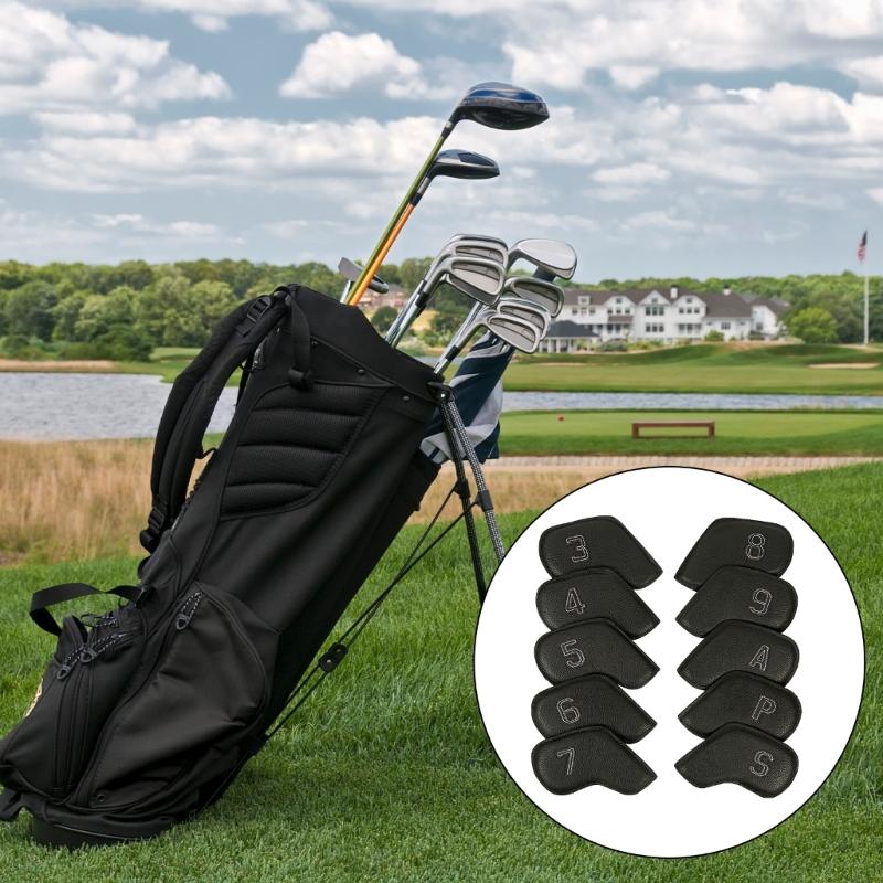 10Pcs Golfs Iron Head Cover Thick PU Leather Golfs Head Cover Replacement Headcover Protective Cover Easy to Use
