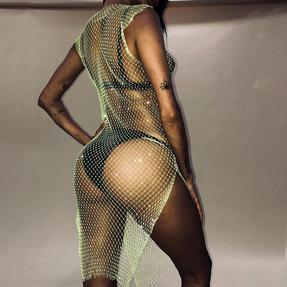 Sexy a ženské letní vystoupení a Gogo Show Style Grid Lesklé dámské šaty s kulatým límečkem