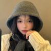 Big Head Waist Balaclava Hat Women's Autumn and Winter New Knitted Hoodie Neck Integrated Warm Ear Protection Knitted Hat