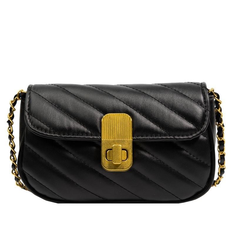 Chic Black Quilted Chain Crossbody Bag For Women Stylish Small Shoulder Purse