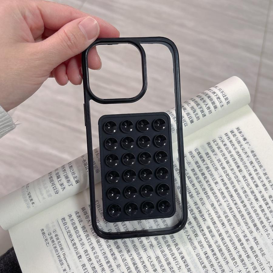 3D Suction Cup Candy Color Case For iPhone 16E 16 15 14 13 12 11 Pro Max Plus Airbag Transparent Shockproof Back Bumper Cover