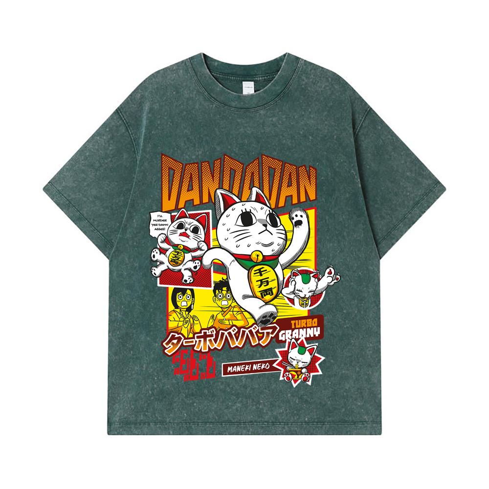 275 GSM Washed T-shirts 100% Cotton Dandadan V31 Turbo Granny Print Unisex Heavy Cotton T Shirt