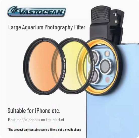 

VASTOCEAN Aquarium Filter Lens: Blue Light Removal for Coral Photography - Macro Phone Clip Lens
