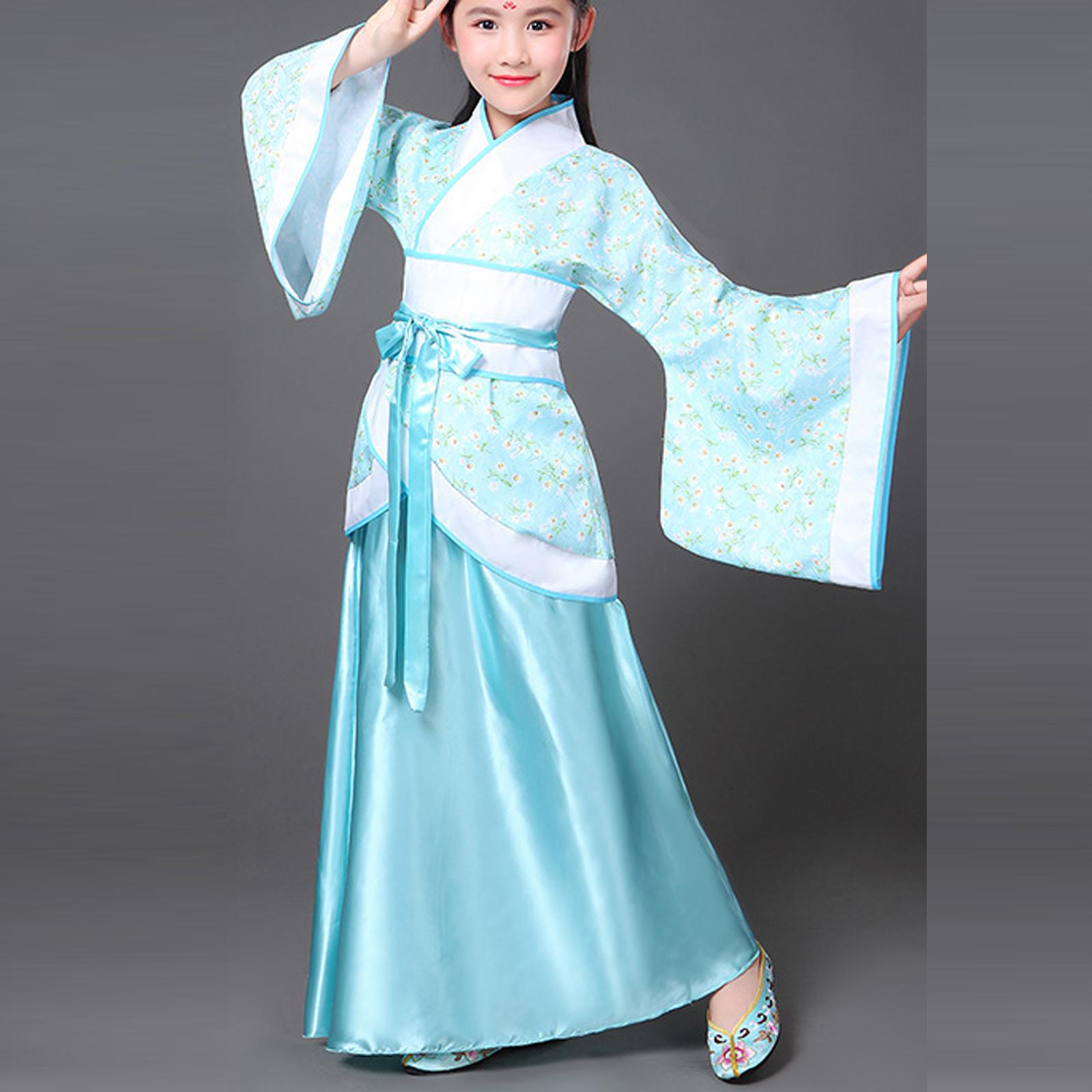 

Традиционный китайский стиль Девочки Hanfu Комплект одежды Винтажный дизайн Юбка и Топ Комплект Подходит для Ролевых Игр и Культурных Мероприятий 110 синий