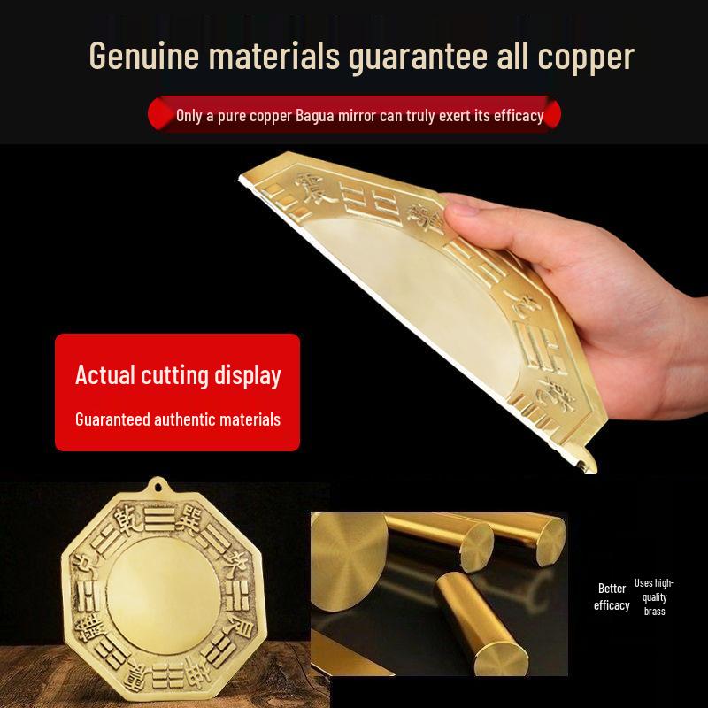 Bagua Mirror: Convex Tai Chi Brass Mirror for Home, Entrance, Living Room & Desktop Decor