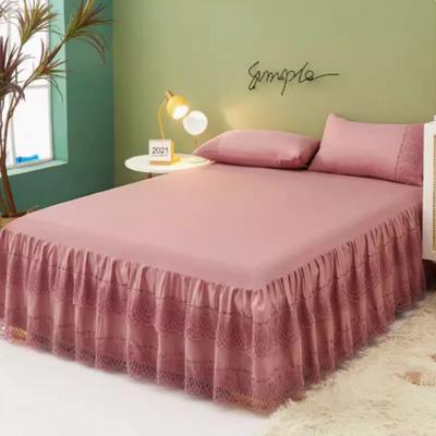 Nuovo Copriletto Solido con Pizzo Principessa Bordo in Pizzo Copertura Protettiva Copriletto Matrimoniale Moderno Minimalista Sottile Antipolvere Copriletto