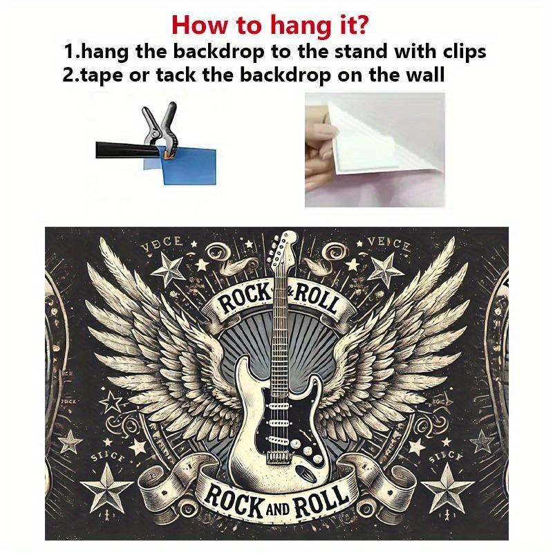 1 Piece of 8x6-foot Rock Guitar Wing Polyester Photography Background, Multi-purpose Decoration, Durable Polyester