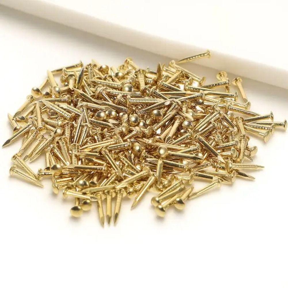 100 pcs Pure Brass Brass Nails Rust-proof Brass Nail Track Mini Round Head Pins Fine Repair