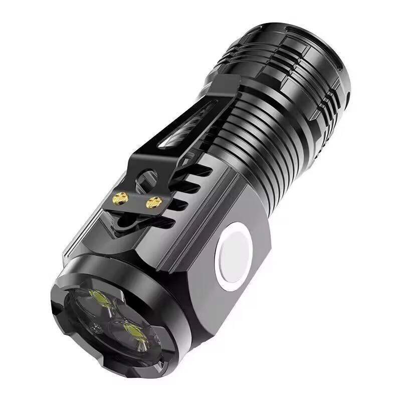 Rechargeable Flashlight with Magnetic Base and Rear Clip, Portable ABS Material for Camping,hiking,patrol,maintenance,emergency Situations,camping