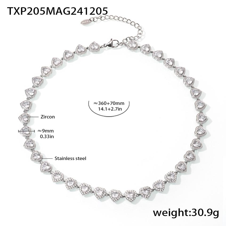 Stainless Steel Chain Necklace Bracelet With Heart Zircon For Women 18k Gold Plated Women's Necklaces Bracelets Luxury Zircon