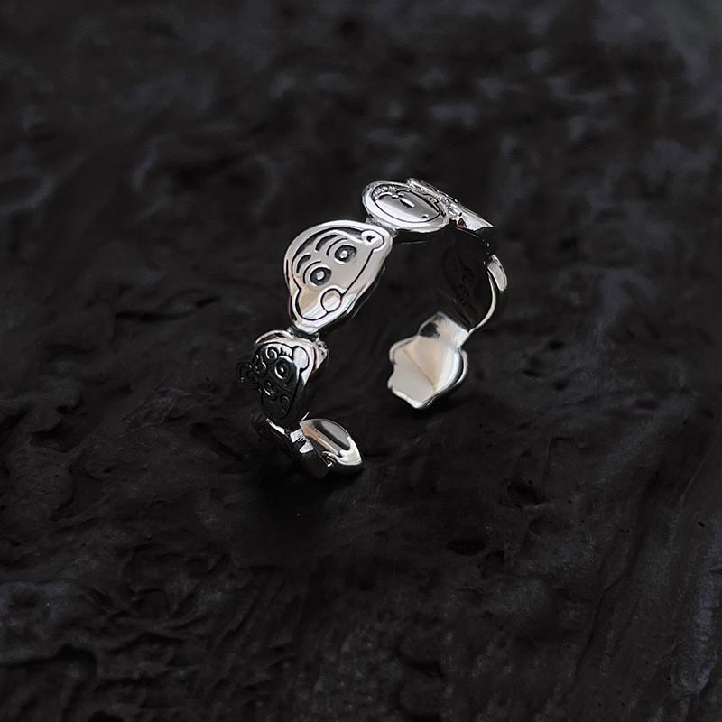 Exquisite Heart Ring For Women Adjustable Open Design Trendy Korean Style Fashion Jewelry