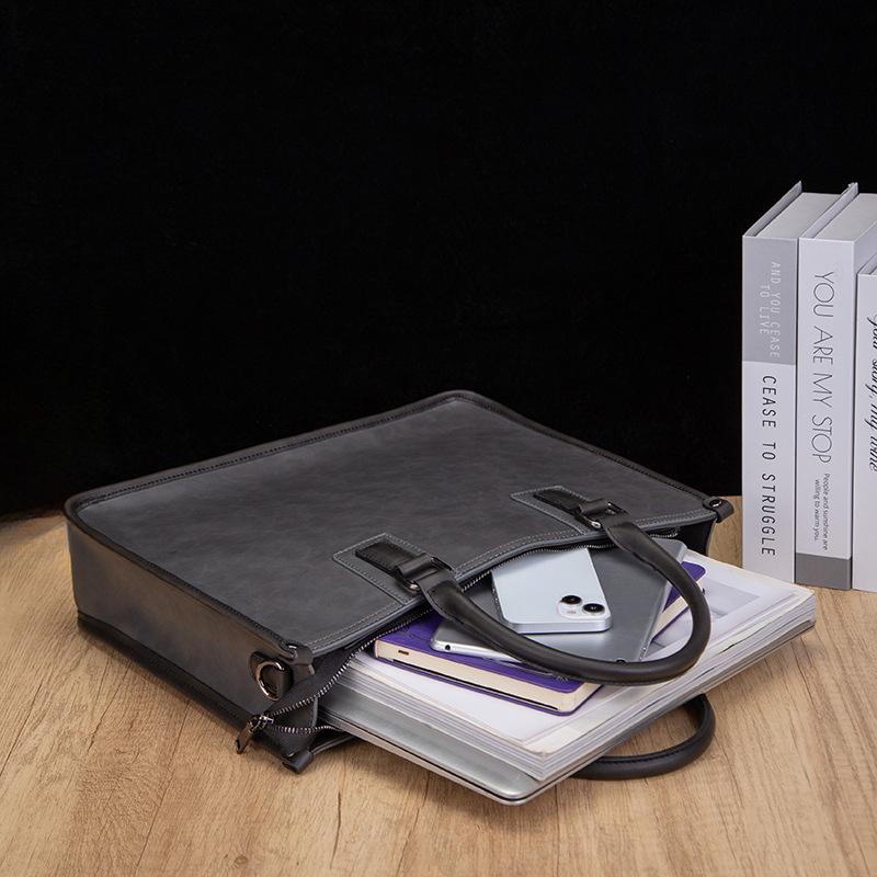 Business Commuter Men's Handbag Shoulder Messenger Bag 14-inch Computer Bag Sewing Wear-resistant Briefcase