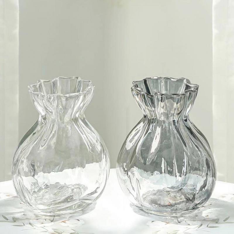 Internet Celebrity Style Transparent Glass Vase for Hydroponic Flower Arrangements - Gypsophila Display for Living Room or Dining Table