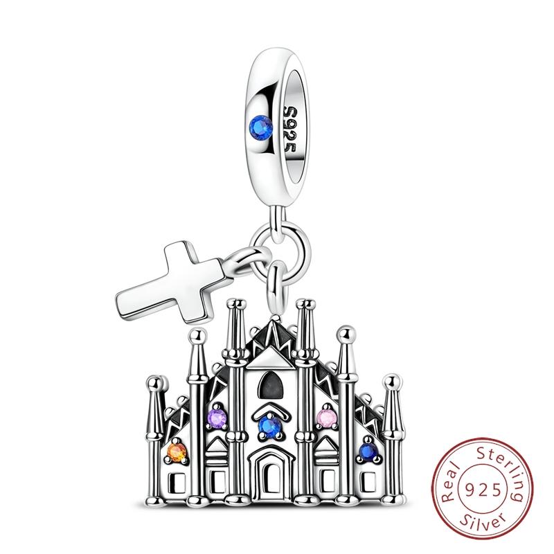 Original 925 Silver Travel Charm New York Rome Vienna Pendant Landmark Building Pendant Fit Bracelet Fine DIY Jewelry