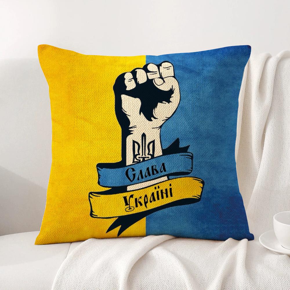 Ukraine Flag Aesthetic Cushion Cover Natural Linen Organic Fabric DoubleSided Printing Sofa Home Decor Breathable Bed Pillow