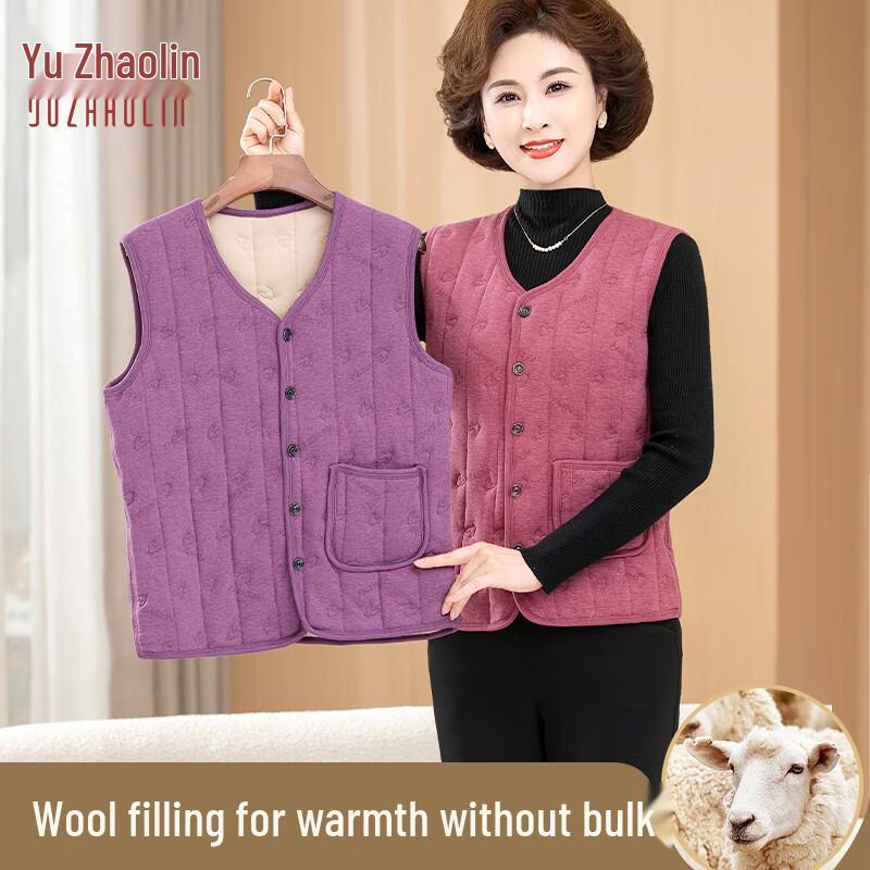 Yuzhaolin Women s Plush Lined Wool Blend Open-Front Vest 3XL (110-130 lbs)