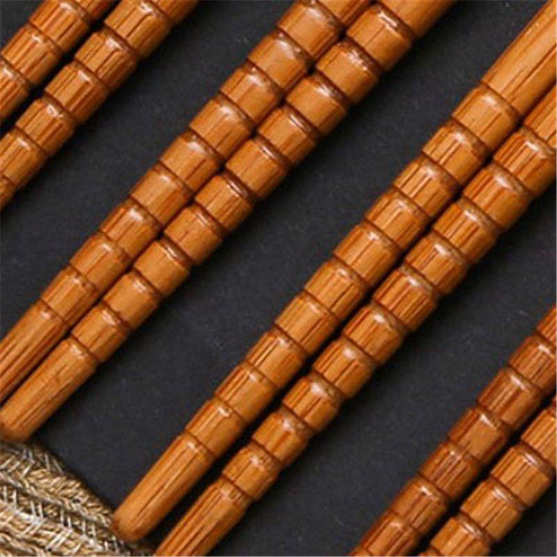 Bamboo Lattice Chopsticks Reusable Simplicity Sushi Sticks Tableware 5 Pairs Anti Slip