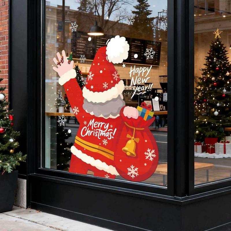 Сцена-макет рождественского украшения, Рождественские наклейки на витрину магазина Санты