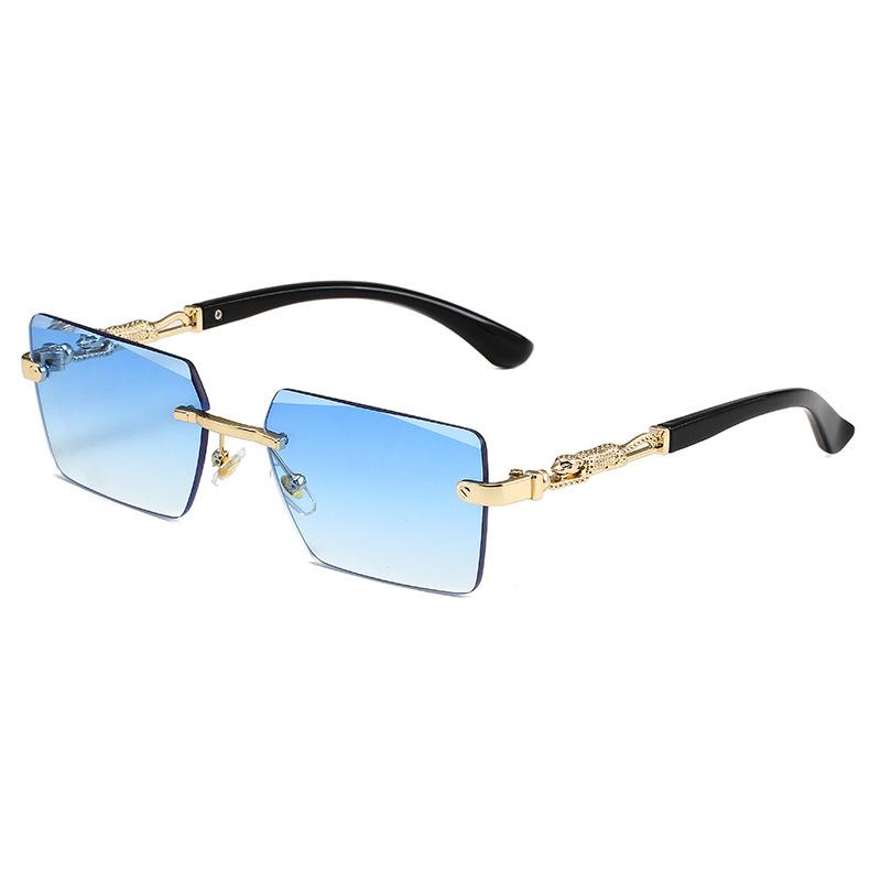 Fashion Rimless Sunglasses UV400 Rectangle Women Men Shades Hiking Square Sun Glasses Female Male Beach Vacation Travel Eyewear