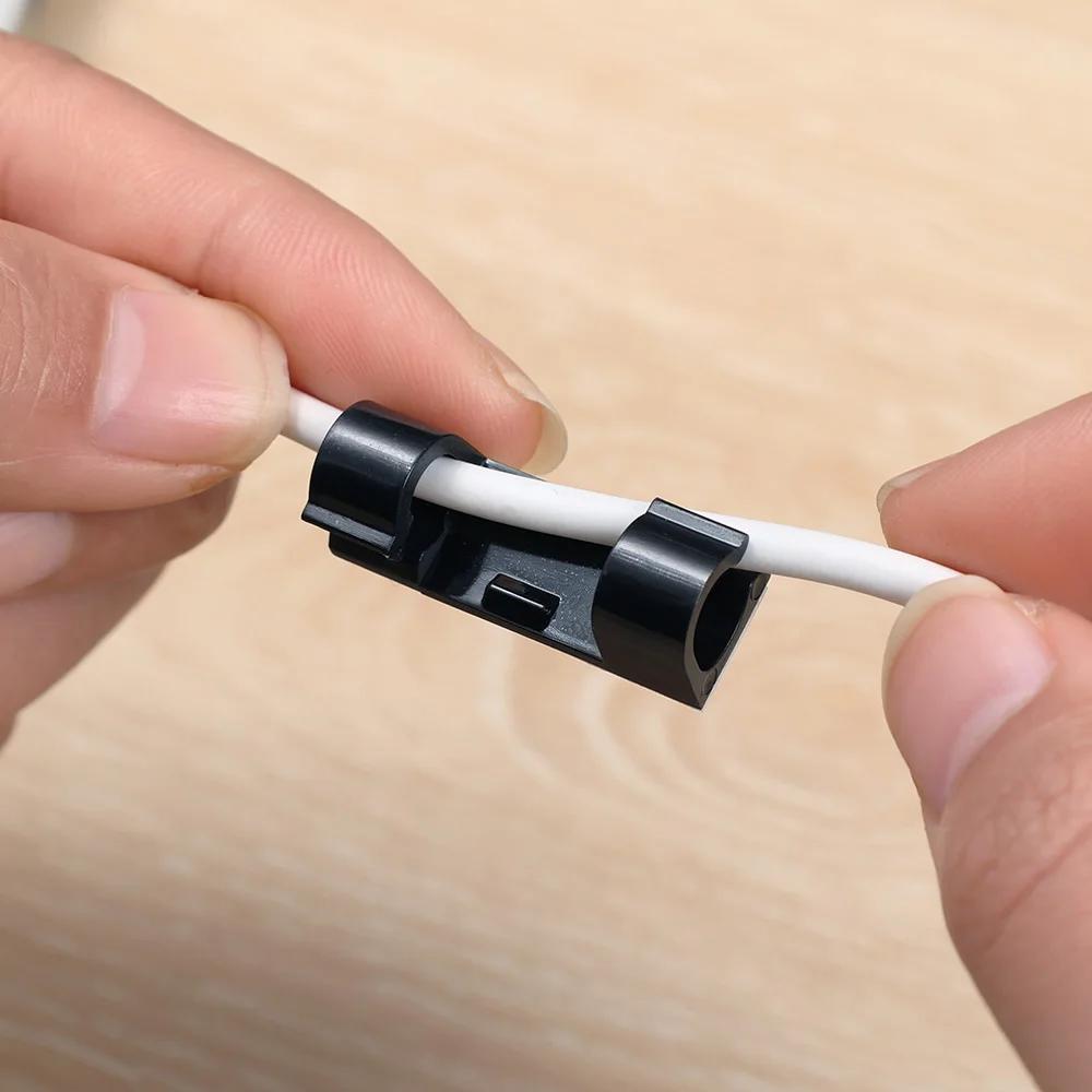 1-60Pcs Self-Adhesive Cable Clips Organizer Drop Wire Holder Cord Management for Ethernet Cable TV PC Under Desk Car Wire Clip
