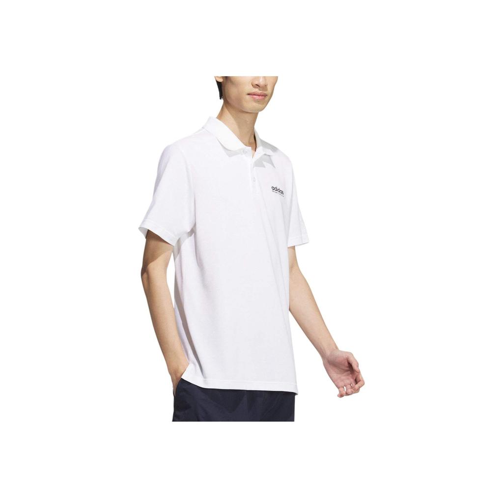 Adidas Letter Print Pullover Casual Comfort Short Sleeve Polo Men Tops White JD3200